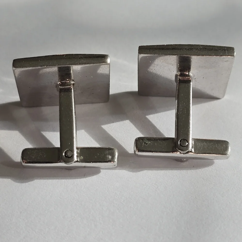 Vintage cuff links silver tone diamond shape square